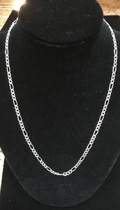 NEW 18 INCH STERLING SILVER FIGARO LINK NECKLACE 9.9 GRAMS 4 MM - Picture 1 of 4
