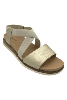 Sandalia de cuña para mujer Dr. Scholls Islander dorada clara Foto 1 de 3