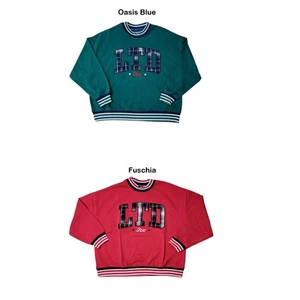 Limited Too Girls Plaid Applique Long Sleeve Crewneck Sweatshirt - Picture 1 of 3