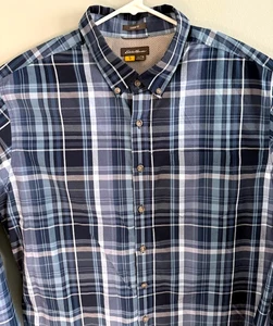 Eddie Bauer Shirt Mens Classic Fit TXL Front Pocket Plaid Long Sleeve Blue - Picture 1 of 4