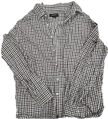 Adam Levine Hombre Manga Corta Abotonada Cuadros Azul Blanco Marrón Talla XL Foto 1 de 3