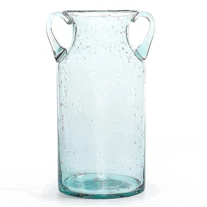 Decorative Glass Vase 11" Tall, Bubble Air Flower Vase with Handles, Handblow... - Picture 1 of 7