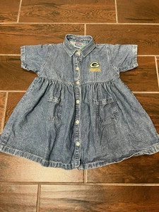 NFL Kids Touchdown Club Green Bay Packers Denim Dress W/Pockets Size Toddler - Picture 1 of 9