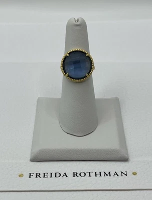Anillo Freida Rothman Piedra Azul Facetada Talla 9 NUEVO Foto 1 de 4