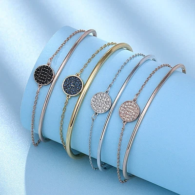 Pulsera Raqueta Tenis Apilable Swarovski Exquisitamente Elaborada Dos en Uno Foto 1 de 4