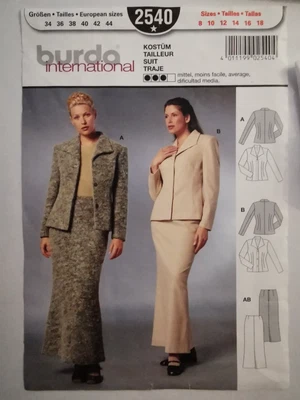 Patron couture vintage Burda 2540 femme tailleur du 34 au 44 - Photo 1/3