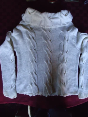 Suéter pulôver gola capuz malha cabo lã merino extra fina tamanho G Dana Buchman  - Imagem 1 de 4