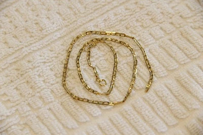 14KT твердого желтого золота плоский моряк якорь ожерелье цепочка 585 Италии 16 дюймов - Изображение 1 из 4