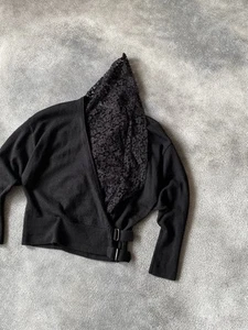 2000`s Alexander McQueen Asymmetric Lace-Trimmed Cardigan Wool Vintage Women - Picture 1 of 15