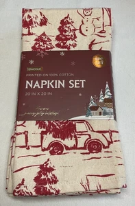 ENVOGUE TOVAGLIOLI (8) BABBO NATALE SLITTA RENNA NERO 20 X 20 100% COTONE NUOVI CON SCATOLA - Foto 1 di 3