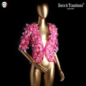 Pelliccia Ecologica Piume in Tulle Giacca Bolero Giubbino Abbigliamento Firmato - Picture 1 of 24