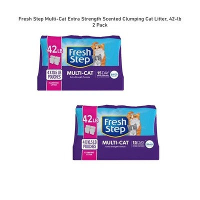 Fresh Step Multi-Cat Extra Strength Scented Clumping Cat Litter, 42-lb, 2 Pack