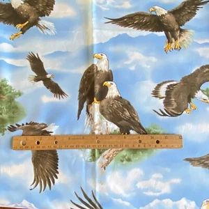 2 YD Flying Bald Eagles Fabric Quilting Cotton - Picture 1 of 5