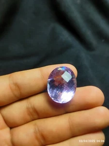 Pink Amethyst Faceted Oval 25x20mm with Internal Crack - Picture 1 of 8