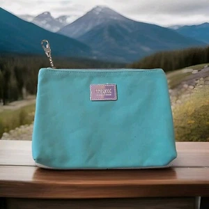 Victoria's Secret PINK Bikini Pouch Travel Case Cosmetic Bag Color Aqua Marine - Picture 1 of 7