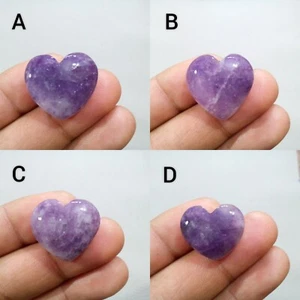 Glowing Puffy Lepidolite Heart Shape Cabochon Loose Gemstone For Making Jewelry - Picture 1 of 13