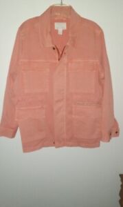 Caslon Women's  Orange Long Sleeve Zip & Snap Jacket W/ Pockets Sz Petite XL