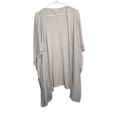 Pure Jill Cardigan Sweater Women's XS/S Oatmeal Open Linen Lagenlook Oversized - Image 1 of 4