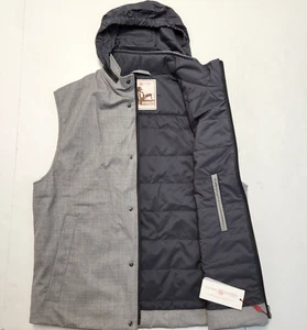 New $1450 LUCIANO BARBERA Full-Zip WOOL Vest Medium M EU 52 Padded Flannel GRAY - Picture 1 of 12
