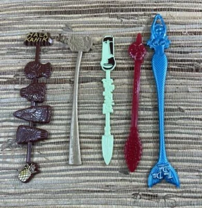 5 TIKI Swizzle Stick Three Dots Dash Hala Kahiki Ohana Tongariki Dallas Week - Imagen 1 de 12