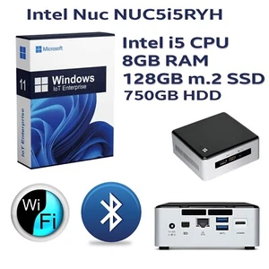 Intel NUC NUC5i5RYH i5 5250U Windows 11 Mini PC 8GB RAM 750GB HDD + 128GB - Afbeelding 1 van 7