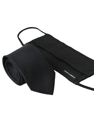 DOLCE & GABBANA Tie Men Black 100% Silk Adjustable Necktie Face Mask RRP 360usd - Image 1 of 4