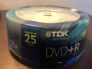 TDK DVD-R 1-16x 4.7 Gb/go 25 Pack Discs New - Picture 1 of 4