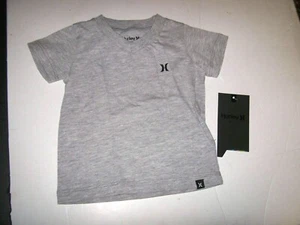New Hurley short sleeve tee T shirt boys solid gray  V neck 12M 12 month  - Picture 1 of 1