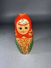 Vintage Hand Painted Russian Wooden Chime Bell Doll 4 1/2? Tall
