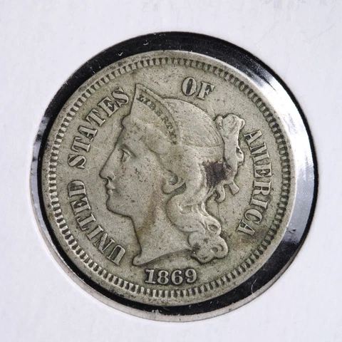 1869 Three Cent Nickel Piece CHOICE XF E137 GCK Cover