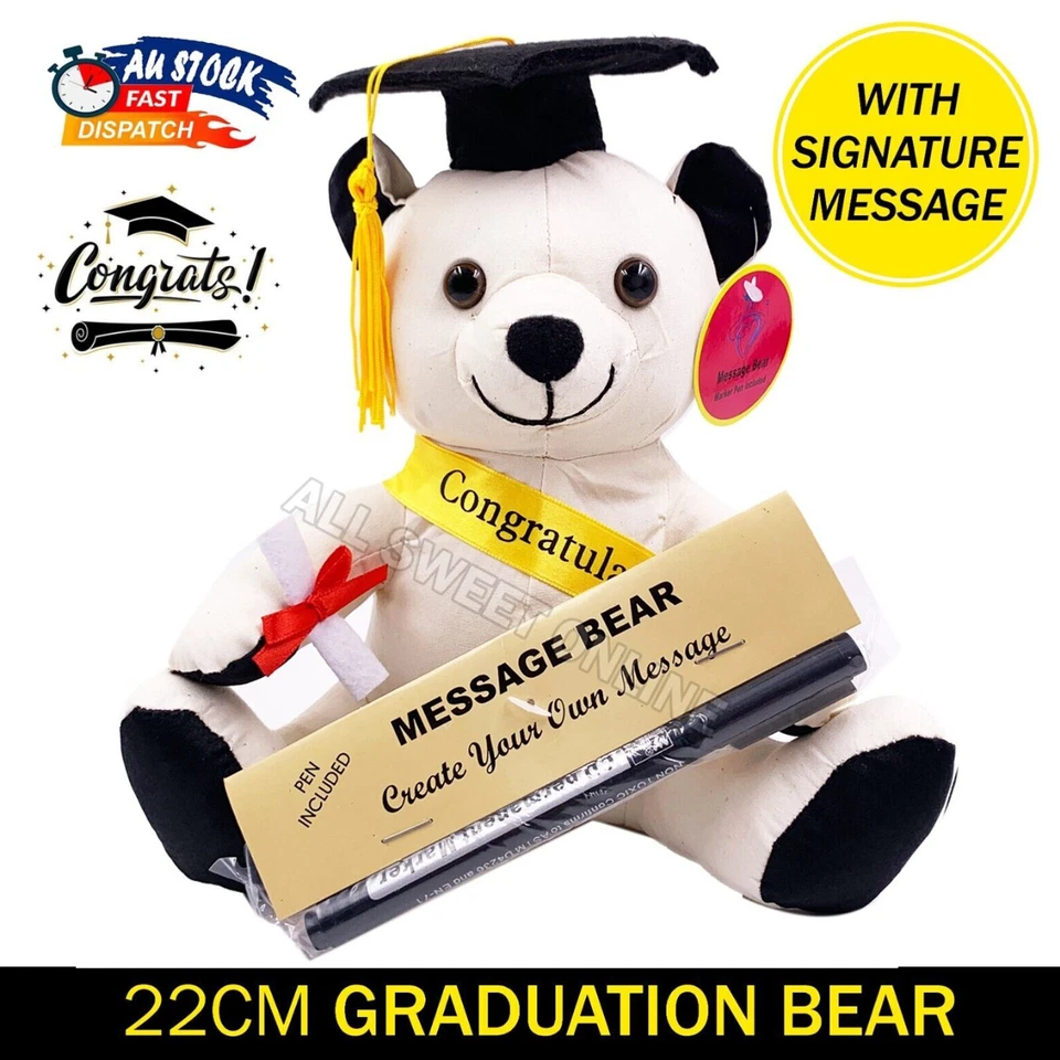 22cm Congratulations Graduation Bear with Pen Graduation Signature Message Gift - image 1 of 4