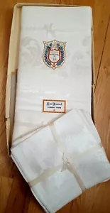 VTG. NIB MID-CENTURY IMPORTED DAMASK 64 X 84 TABLECLOTH/ 8 NAPKINS~MADE IN JAPAN - Picture 1 of 8