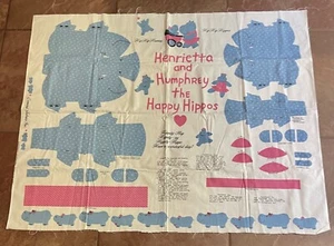 NEW Concord Fabric Craft Panel Henrietta and Humphrey Stuffed Hippo - Picture 1 of 1