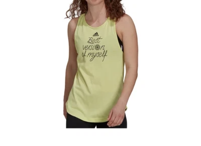 adidas Tank Top Womens Medium Gym Better Version of Myself Graphic Yellow Black - Image 1 of 4