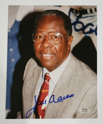 HANK AARON Signed Original 8x10 Photo-HOF-MILWAUKEE BRAVES-PSA - Image 1 of 4