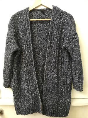 Forever 21 Women’s Cardigan Open Front Blue Chunky Cable Knit Size S Small - Image 1 of 3