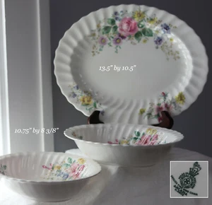 3 Royal Doulton Arcadia Floral Servierplatte & 2 Schalen Fine Bone China England  - Bild 1 von 9
