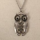 Owl Necklace Pendant Silver Tone Woodland Antiqued Metal Fairy Witch Whimsy