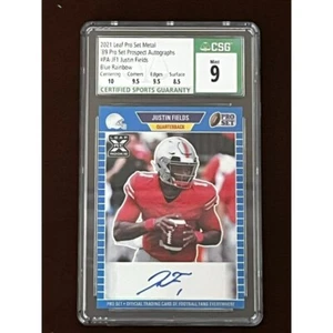 Juego Leaf Pro 2021 metal Justin Fields XRC RC azul arco iris automático/75 Chicago Bears - Imagen 1 de 11
