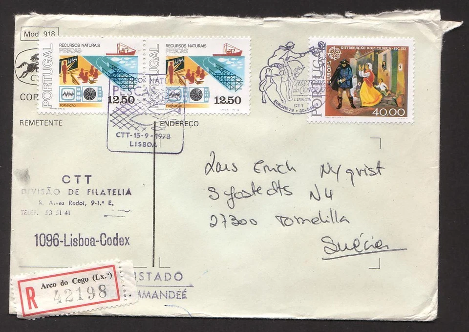 Portugal B-15 Cubierta SC 1978/79 Registrado 3v Pesca Europa CEPT Uniforme Foto 1 de 1