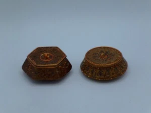 Set of 2 Miniature Jeweled/Glitter Trinket Boxes with Lids, 1-Gold,1-Bronze - Picture 1 of 4