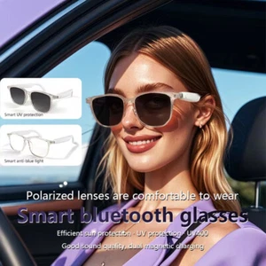 Transparent Frame Smart Glasses Bluetooth Listen Earphone UV400 Polarized Lenses - Picture 1 of 12