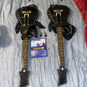 PS4 Guitar Hero Live Bundle  2 Guitar 2 Dongles 2 Straps And Game!  Tested!!