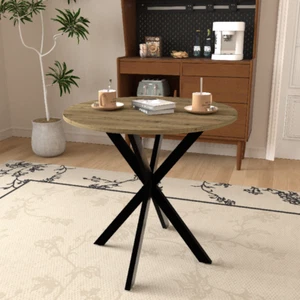 31.5 Inch Round Dining Table for 2-4 people Kitchen Table w/Metal Black Legs - Picture 1 of 13