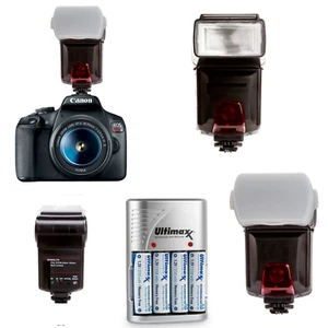 DEDICATED SPEEDLITE FLASH + REMOTE FOR CANON EOS REBEL XT XTI XS XSI 90D 70D T5I - Picture 1 of 6