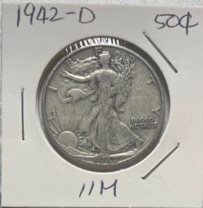 1942-D 50C Walking Liberty Silver Half Dollar - US Silver Coin - Picture 1 of 2