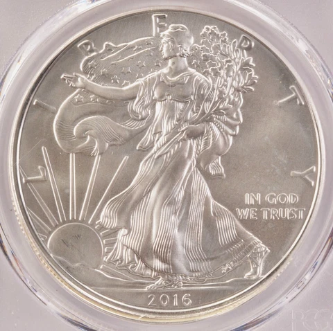 2016 PCGS $1 Silver Eagle Misaligned Die Obverse and Finned Rim PCGS MS69 Cover