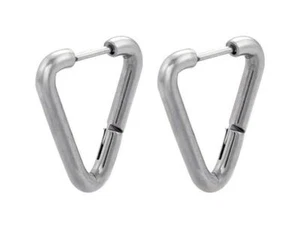 Edelstahl Ohrringe Dreieck Farbe silber Klapp Creolen 19mm Damen Herren - Bild 1 von 1