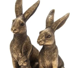 Leonardo Reflections Realistic Bronzed Effect Hares Mum Dad & Baby Family BNIB - Picture 1 of 4