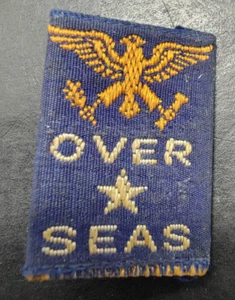 Vtg WWII US Home Front In Service Blue Over Seas Eagle Star Embroidered Pin WW2 - Picture 1 of 3